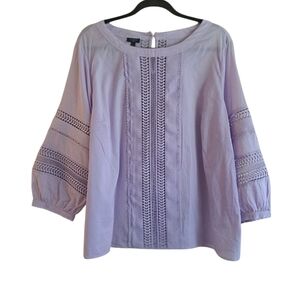 Talbots Purple Blouse with 3/4 Sleeves and Embellished Details